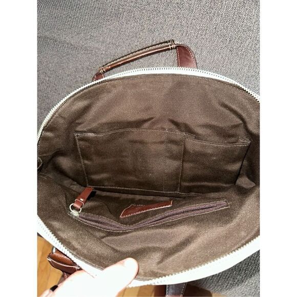 Coach Hampton Pebbled Leather Satchel Bag Cream Brown - Picture 8 of 9